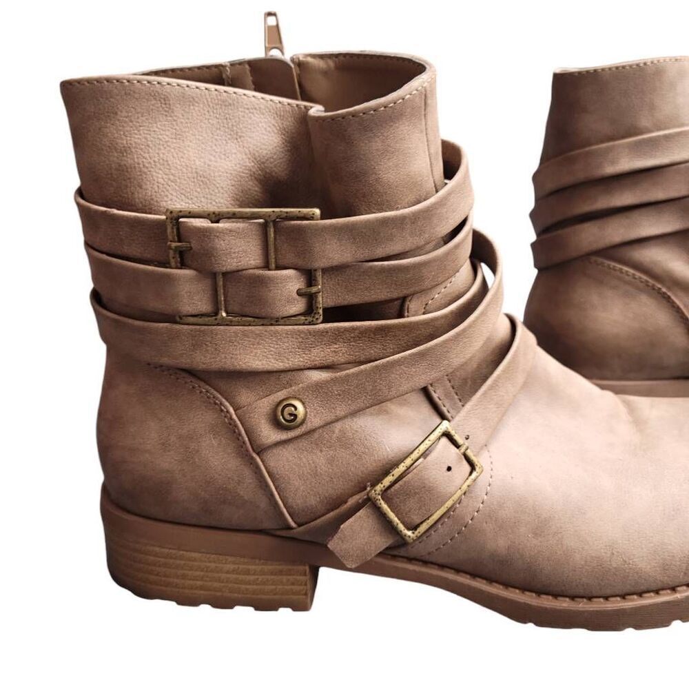 By Guess Brown Strappy Combat Boots - Picture 5 of 11
